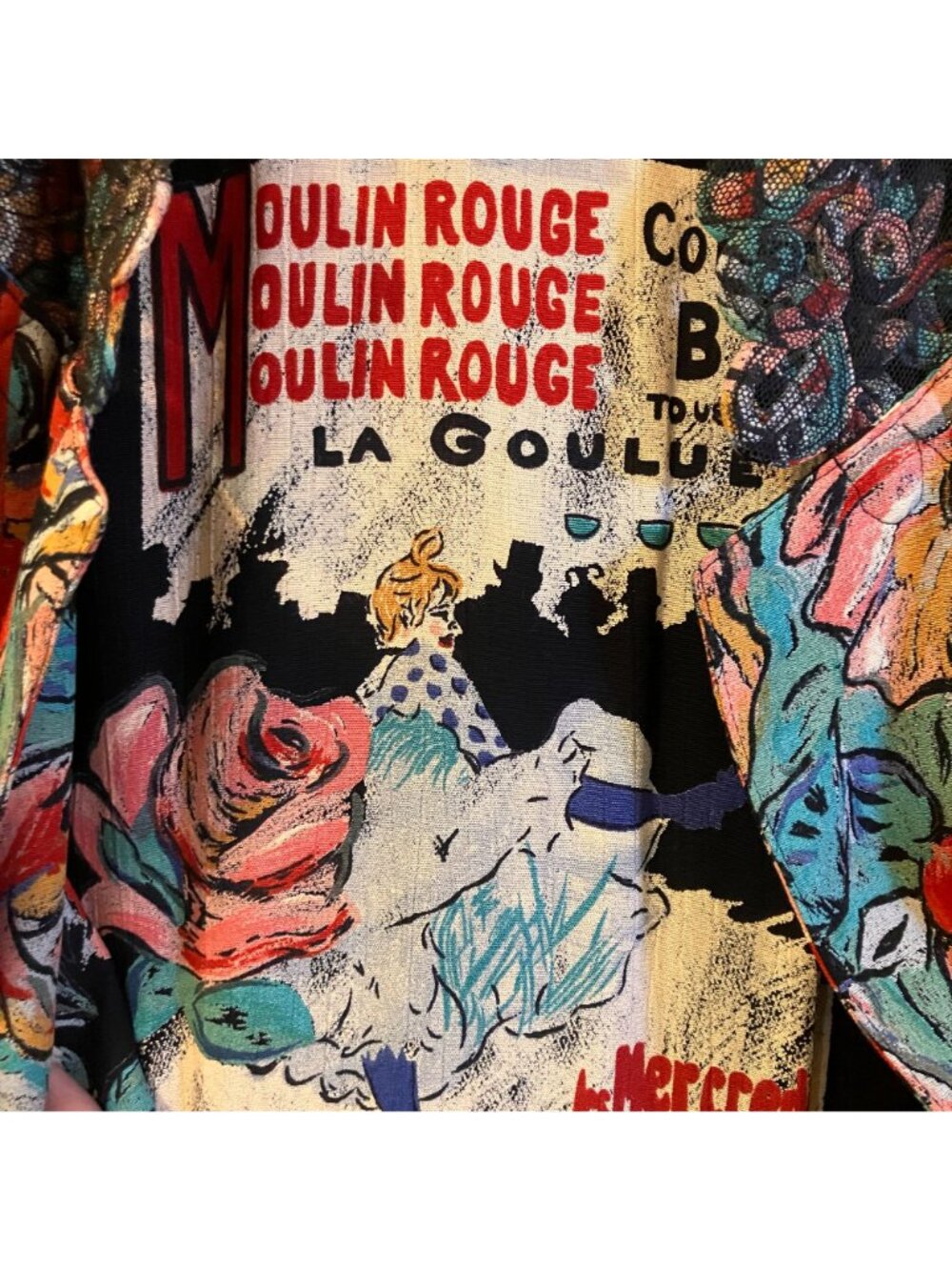 Carole Little Womens Vintage 80s Moulin Rouge Art Jacket Size 14 Black FA EXC - Picture 10 of 12